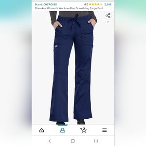 Cherokee Women's Ww Low-Rise Drawstring Cargo Pant xxs petite navy blue